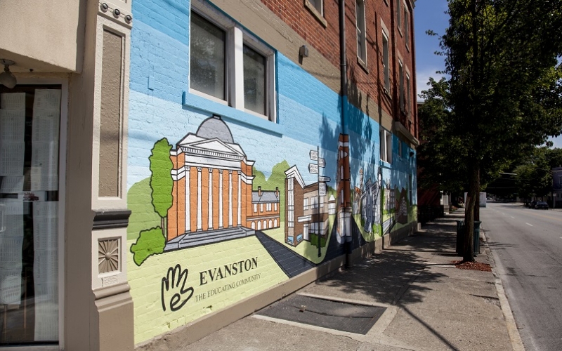 Losantiville Apartments - Evanston exterior mural