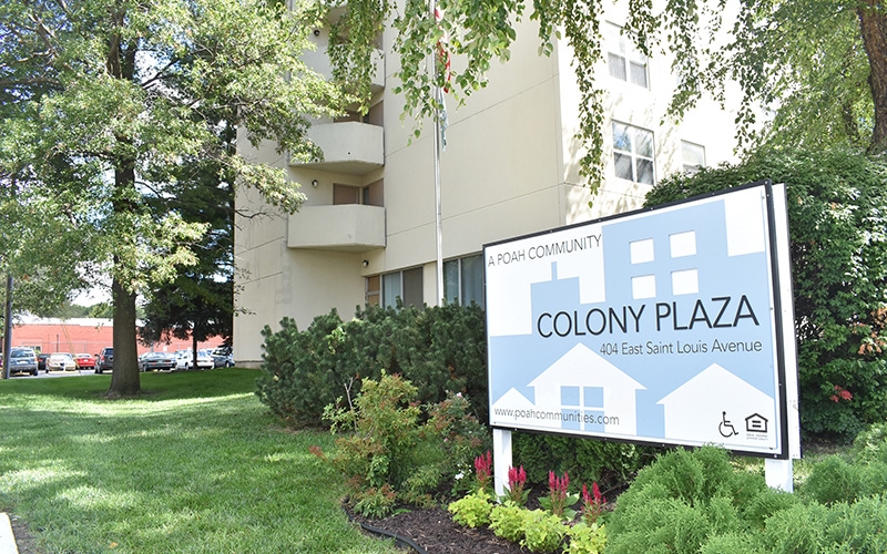 Colony Plaza Apartments sign