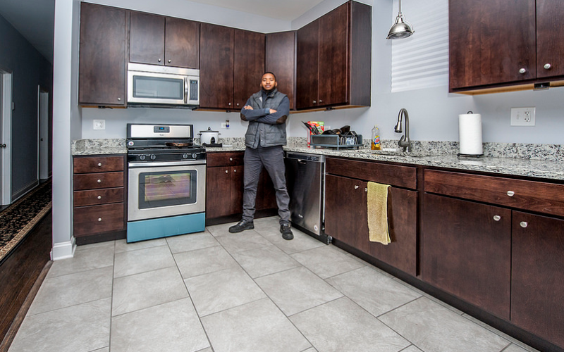 kitchen interior with owner