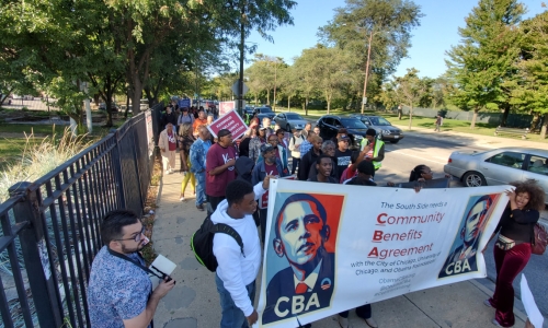 protesters marching